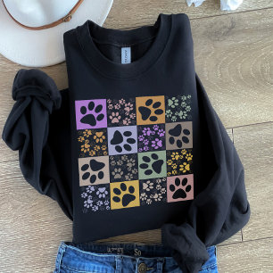 Retro Pet Paw Chequered Pattern Sweatshirt