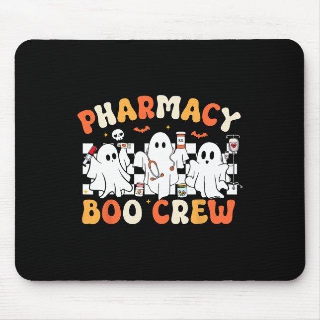 Retro Pharmacy Boo Crew Ghost Pharmacist Tech Hall Mouse Pad (Front)