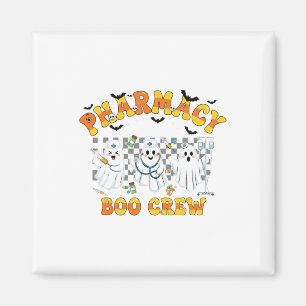 Retro Pharmacy Boo Crew Ghost Technician Halloween Magnet
