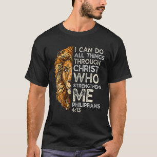 Retro Philippians 4:13 Religious Lion Christian Bi T-Shirt