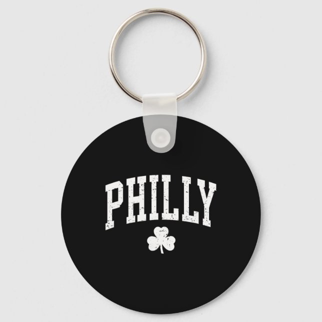 Retro Philly Philadelphia St Patricks Day Clover B Key Ring (Front)