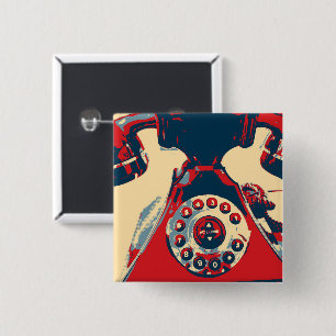 Retro Phone 15 Cm Square Badge