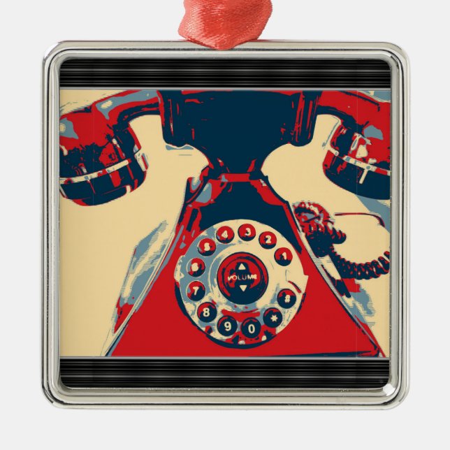 Retro Phone Metal Ornament (Front)