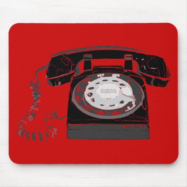 Retro Phone on Red Mousepad (Front)