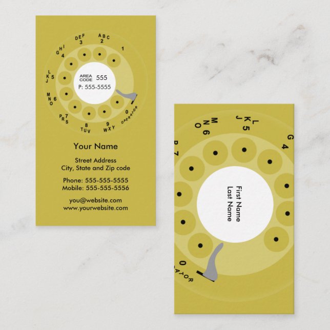 Retro Phone Yellow Business/Profile Card (Front/Back)