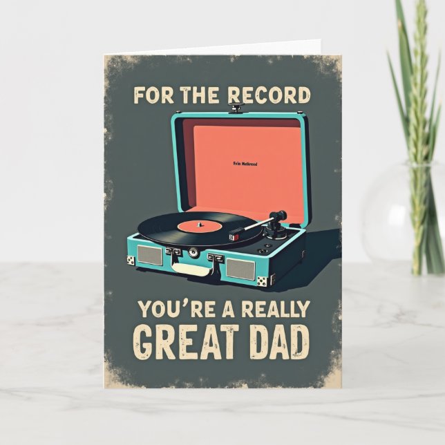 Retro Phonograph Fathers Day Card (Front)