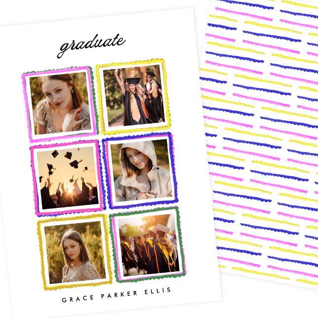 Retro Photo Collage Frames Graduation High School Announcement (Creator Uploaded)