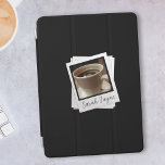 Retro Photo Frame Personalised Black iPad Cover<br><div class="desc">A simple black background with vintage instant photo and space for the top one for your photo and name. I used my "Black Coffee" as a place-card for yours. You could add yourself, your pet or yourself and your pet. Any square photo that you like. You can also add your...</div>
