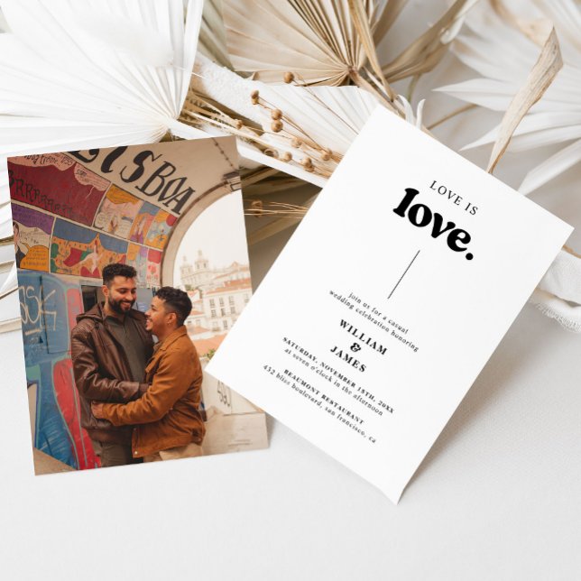 Retro Photo Love Is Love LGBT Wedding Invitation (Creator Uploaded)