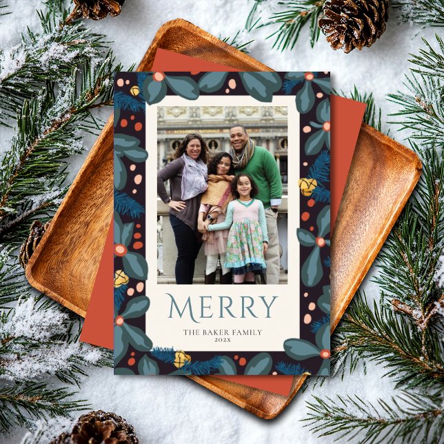 Retro Photo Merry Peace Love Joy  Holiday Card (Creator Uploaded)