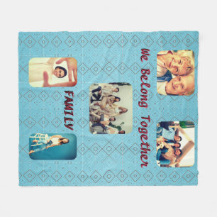 Retro Photo Soft Blue Diamond Pattern Fleece Blanket