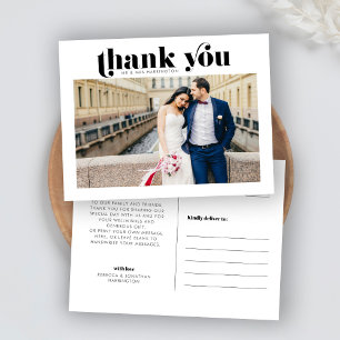 Retro Photo Wedding Thank You Postcard