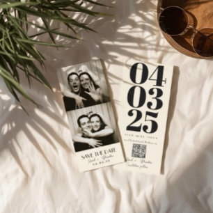 Retro Photobooth Typography Qrcode Save the Date I Invitation
