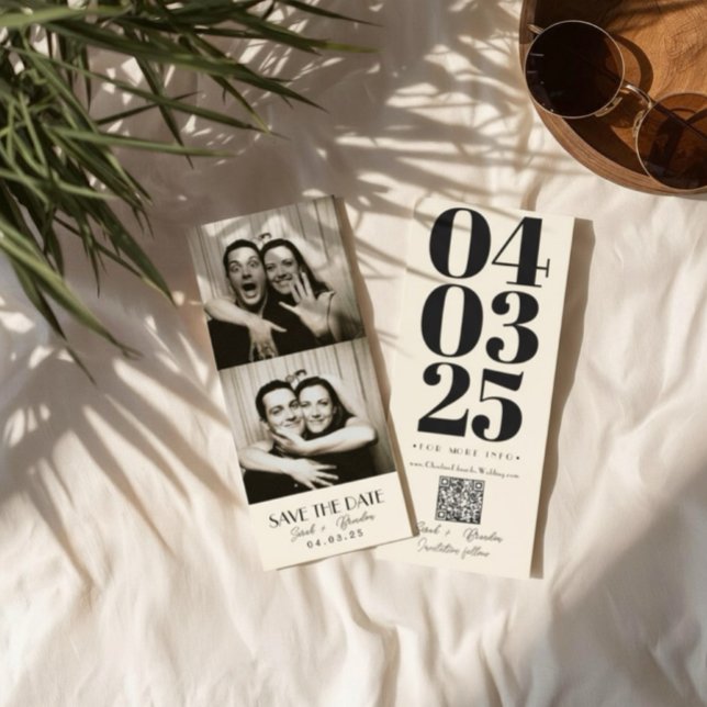 Retro Photobooth Typography Qrcode Save the Date I Invitation (Creator Uploaded)