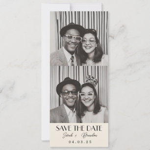 Retro Photobooth Typography Qrcode Save the Date Invitation