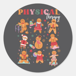 Retro Physical Therapy Gingerbread Christmas Pt Fu Classic Round Sticker