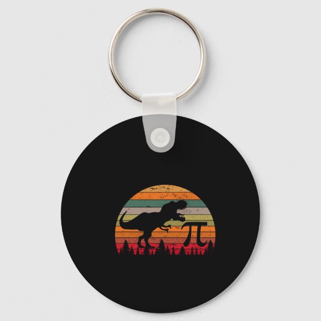 Retro Pi Day 3.14 Dinosaur Funny Pi Day Math Toddl Key Ring (Front)