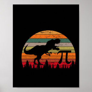 Retro Pi Day 3.14 Dinosaur Funny Pi Day Math Toddl Poster