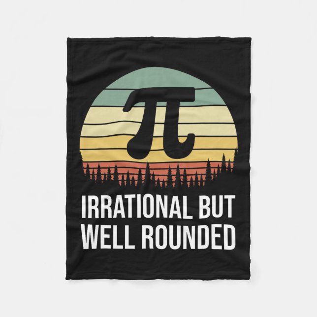Retro Pi Day Irrational But Well Rounded Funny Mat Fleece Blanket (Front)