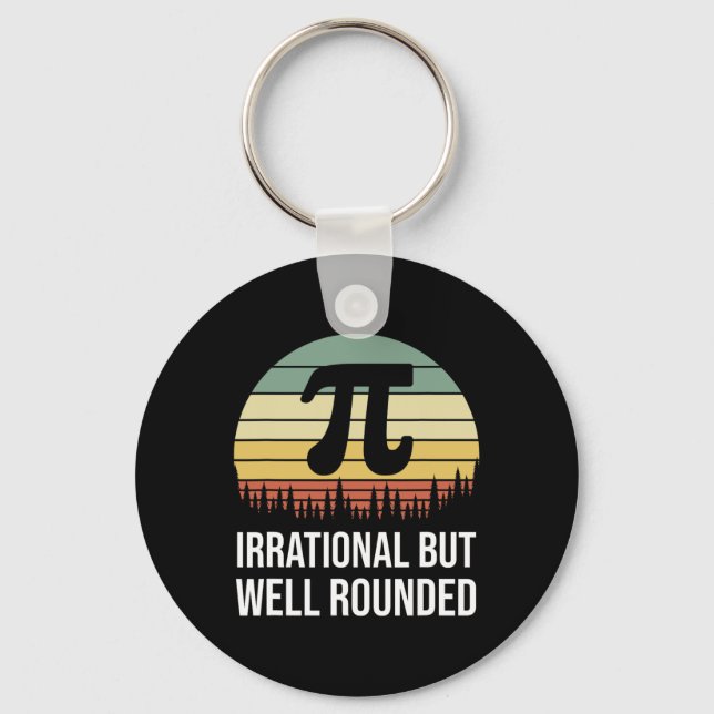 Retro Pi Day Irrational But Well Rounded Funny Mat Key Ring (Front)