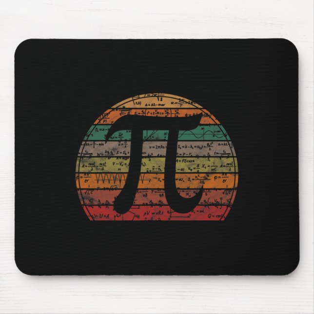 Retro Pi Symbol Sunset Gift Math Equations Geek Pi Mouse Pad (Front)