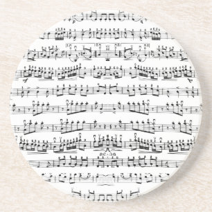 Retro Piano Sheet Music Notes Pattern Coaster