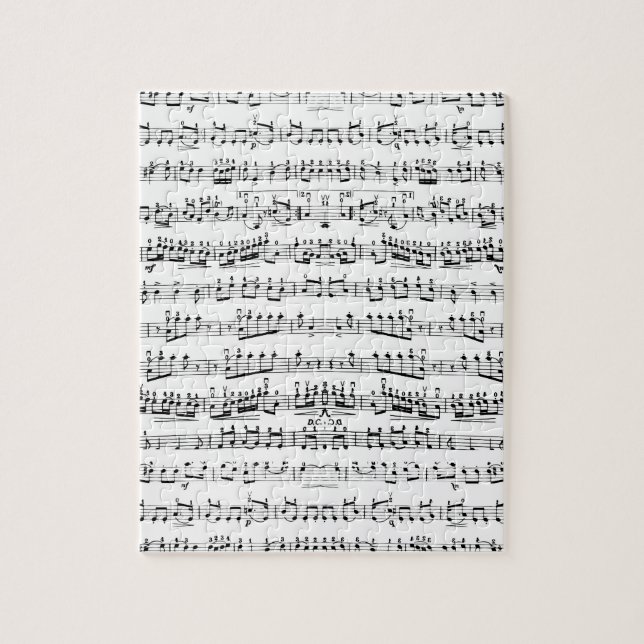Retro Piano Sheet Music Notes Pattern Jigsaw Puzzle (Vertical)