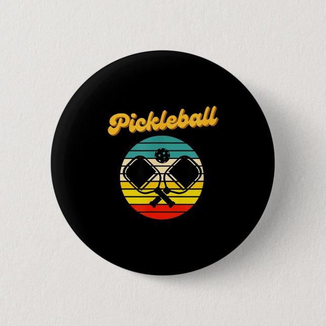 Retro pickleball  6 cm round badge (Front)