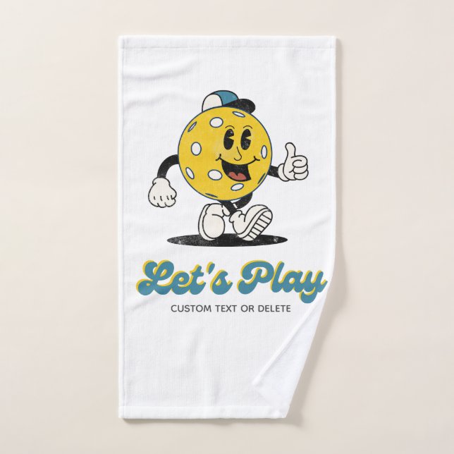 Retro Pickleball Cartoon Mascot Personalised Sweat Hand Towel (Hand Towel)