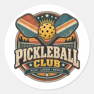 Retro Pickleball Club Classic Round Sticker