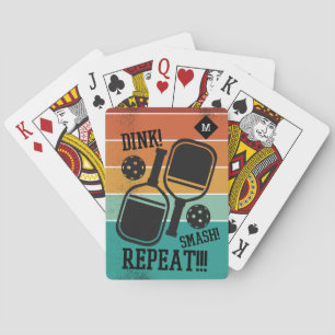 Retro Pickleball Dink Smash Repeat Personalised Playing Cards