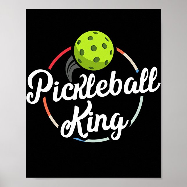 Retro Pickleball King Vintage Pickle Ball Player Poster (Front)