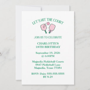 Retro Pickleball Let's Hit The Court Birthday Invitation