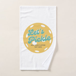Retro Pickleball Let's Pickle Personalized Sweat Hand Towel