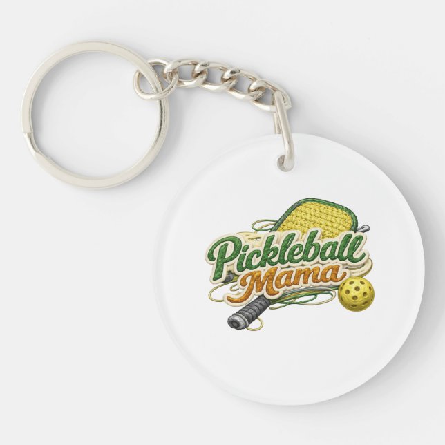 Retro Pickleball Mama Keychain Mother's Day  (Front)