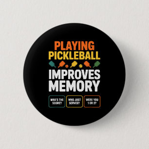 Retro pickleball paddle memory court questions 6 cm round badge