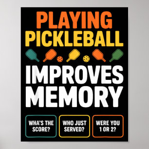 Retro pickleball paddle memory court questions poster
