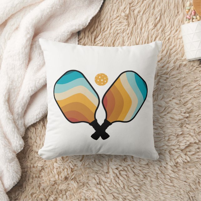Retro Pickleball Paddles & Ball  Cushion (Blanket)