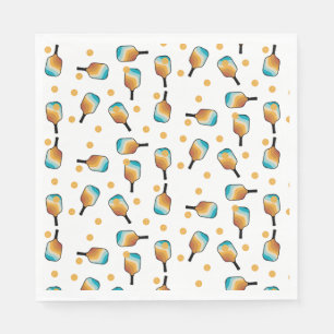 Retro Pickleball Paddles & Ball Pattern Napkin