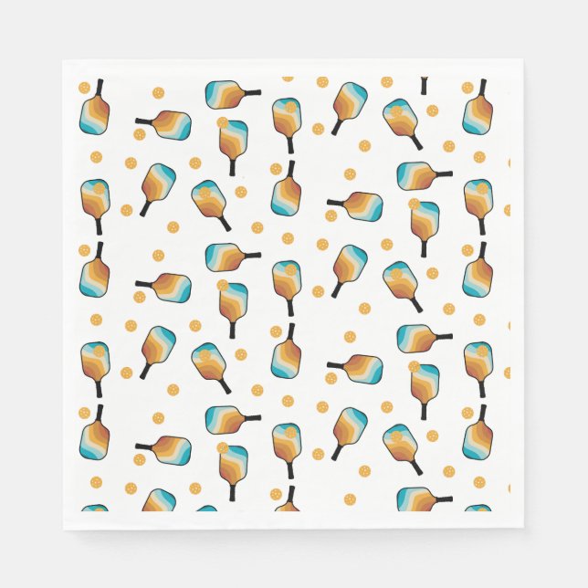 Retro Pickleball Paddles & Ball Pattern Napkin (Front)
