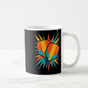 Retro pickleball paddles vintage 70s sunset court coffee mug