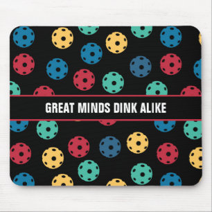 😍 Retro Pickleballs / black with custom text Mouse Pad