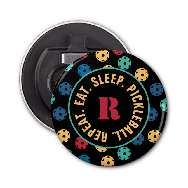 😍 Retro Pickleballs / black  with initial  Bottle Opener (Front)