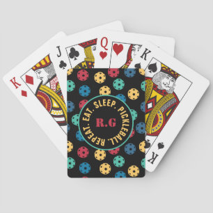 😍 Retro Pickleballs / black with initials Playing Cards