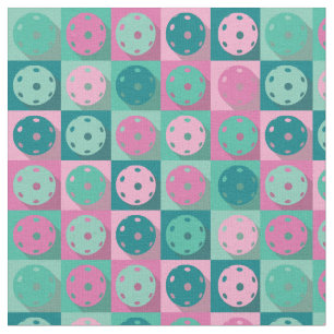 Retro pickleballs on squares repeated pattern fabric