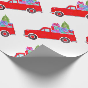 Retro Pickup with Christmas Gifts Wrapping Paper