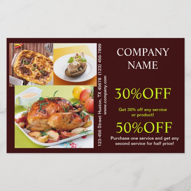 Retro Pie chicken deli shop diner catering Flyer (Front)