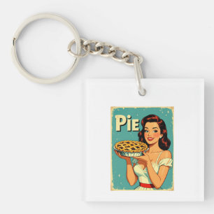 Retro Pie Lady – Vintage Baking Poster Illustratio Key Ring