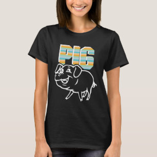 Retro Pig Cute Farmer Farming For Men Women Anima T-Shirt