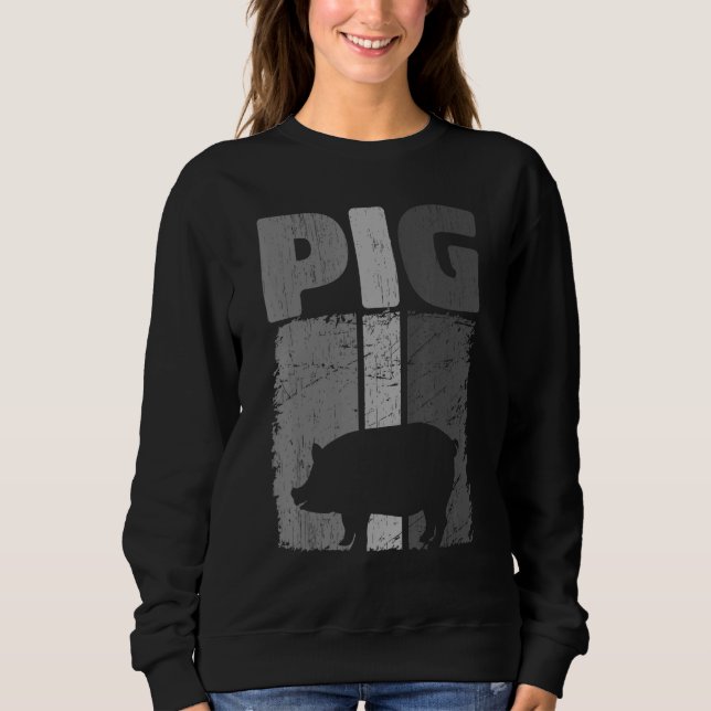 Retro Pig Lover, Cute Farmer, Farming For Men Wome Sweatshirt (Front)